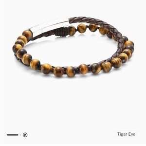 Jonas Studio NEW Dakota Stainless Steel, Leather & Tiger Eye Double-Wrap Bracele